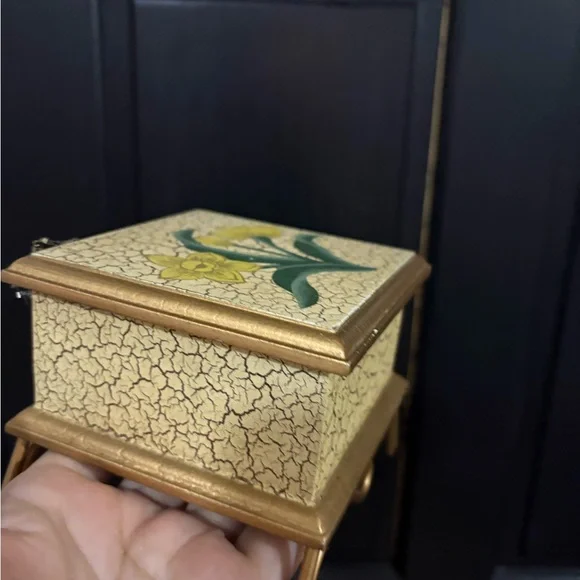 Elegant Gold and Cream Decorative Box